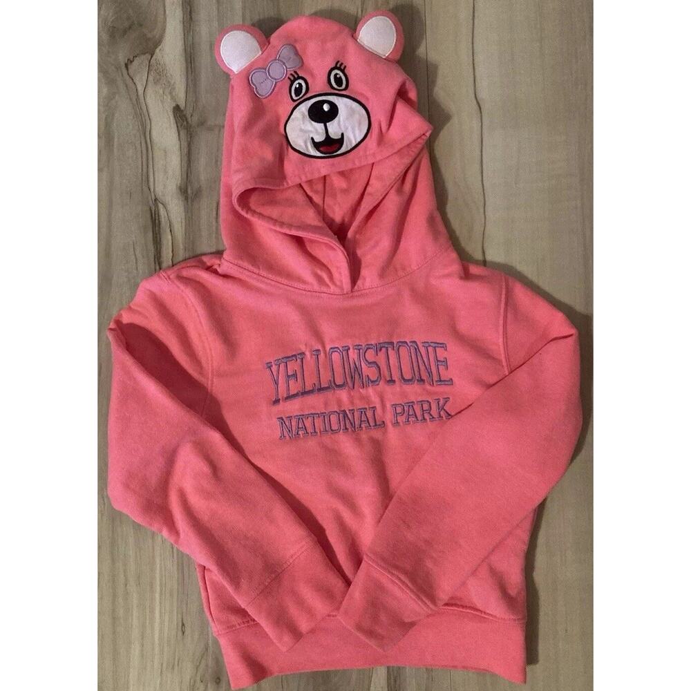 Yellowstone National Park Wild Child Hoodie Kids 4T Infinity Apparel Pink Bear